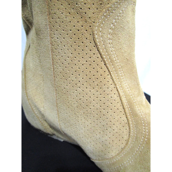 Sundance Tan Brown Perforated Suede Knee High Pull On Boots Women 8 US/39 EU - Picture 5 of 12